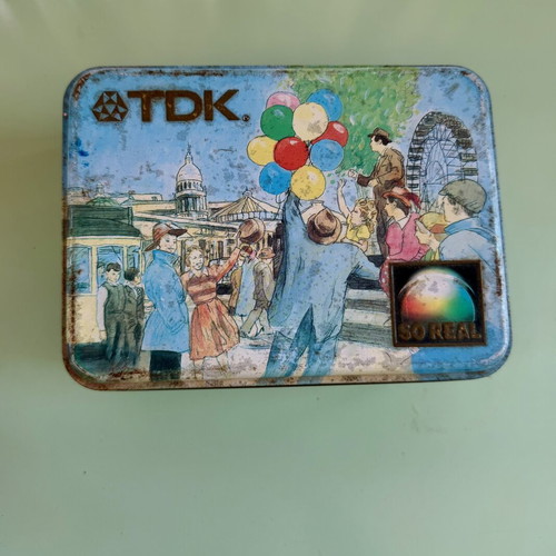 Vintage TDK metal collectible box used from 1990s
