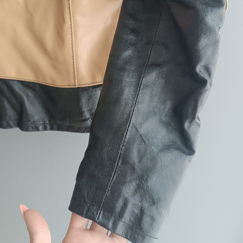 LIST genuine leather biker jacket color block M 46