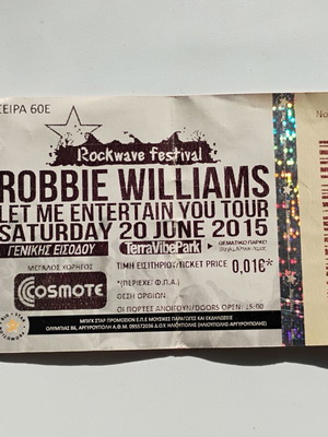 Rockwave Festival 2015 Robbie Williams Ticket new