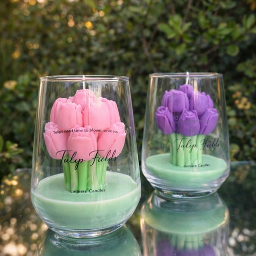 Soy wax tulip candle handmade new