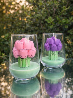 Soy wax tulip candle handmade new
