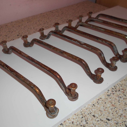 Bronze handles used, set of 8, 24 cm length