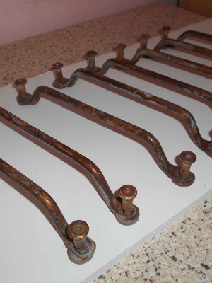 Bronze handles used, set of 8, 24 cm length