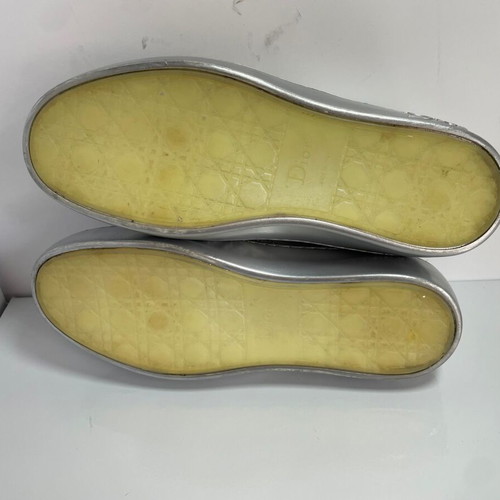 Dior leather slip on sneakers size 38 like new, silver
