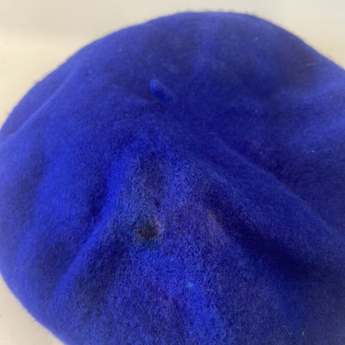 Wool children's beret used, intense blue, 26 cm