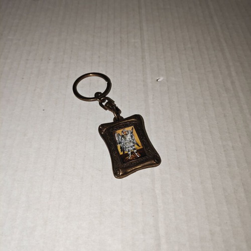 Keychain with Archangel Michael used, carved temple on back