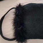 Fabric small handbag like new, wool felt with handle and closure, black
