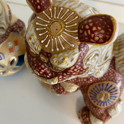 Japanese Foo Dogs porcelain pair like new, vintage decorative