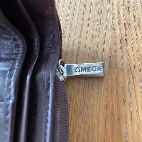 Omega wallet used brown with coin and card compartments