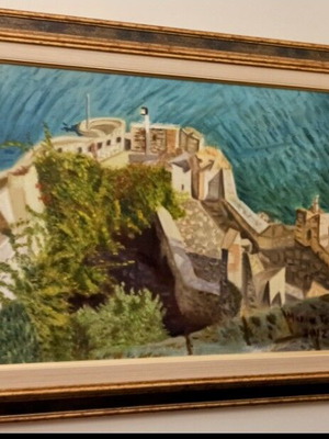 Ελαιογραφία με θέμα το Μπούρτζι σαν καινούργια, 76Χ60cm με κορνίζα