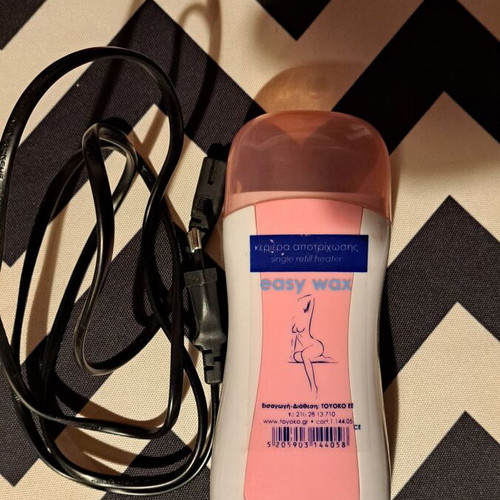 Hair removal set used with electric device, wax strips, and oil