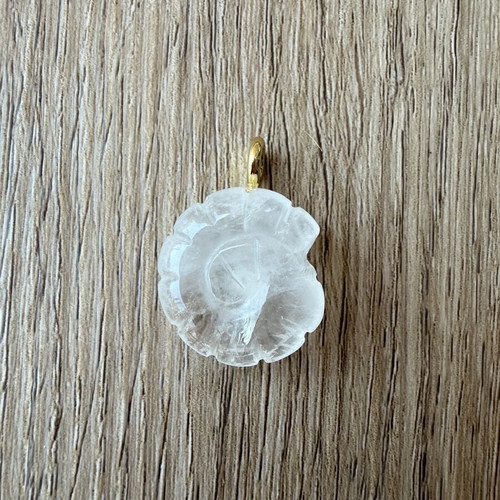 White Quartz Nautilus Shell Pendant like new with Zircon