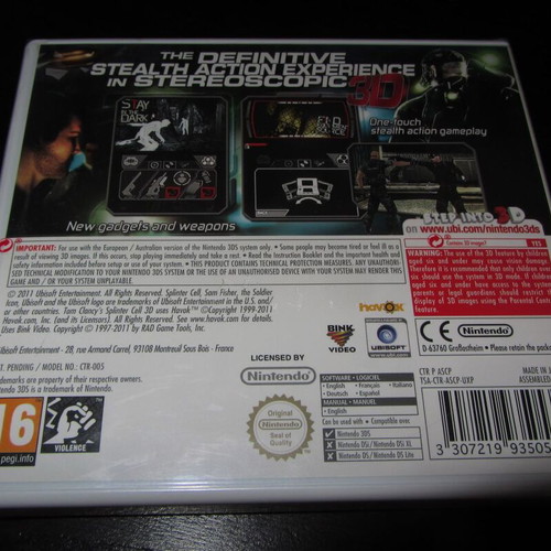 Splinter Cell 3D Nintendo 3DS new sealed