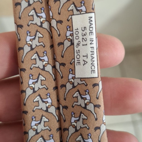 Hermes vintage silk brown tie
