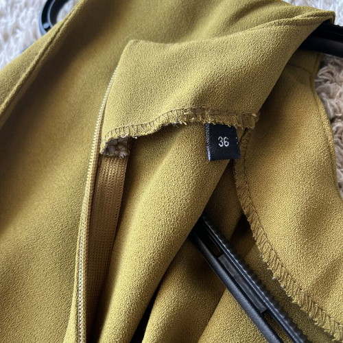Trendyol long olive dress with gold buckle, size S