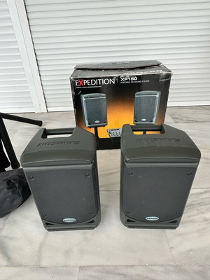 Samson XP150 portable PA 150W like new with Millenium BS-2222 Pro speaker stands