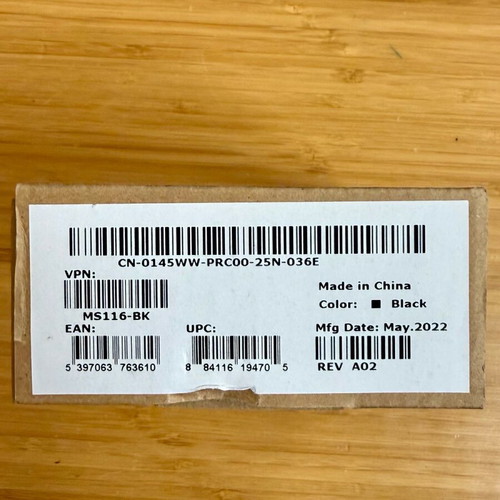 Dell MS116 wired mouse black new