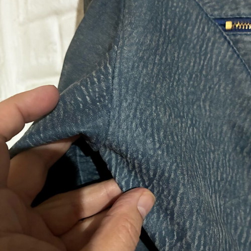 Real camel leather jacket like new, gray and blue