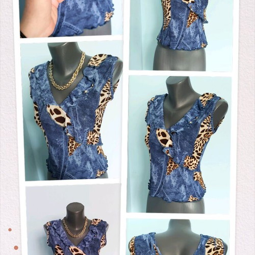 Women's bustier with leopard denim print like new