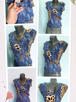Women's bustier with leopard denim print like new
