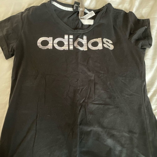 Adidas women's t-shirt used, black short sleeve, size S