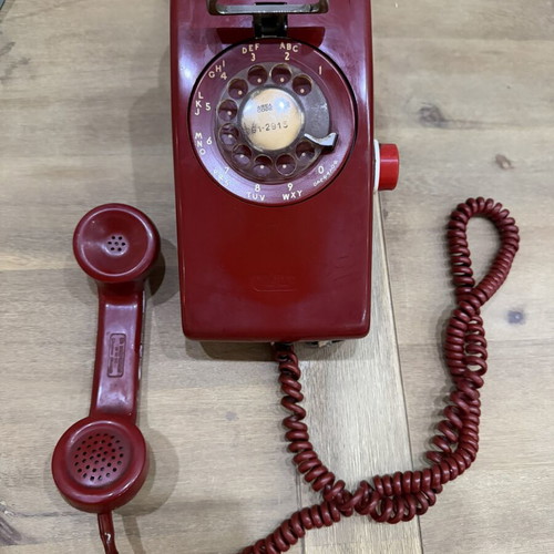 Western Electric Wall Phone Model 554 used, vintage cherry red rotary