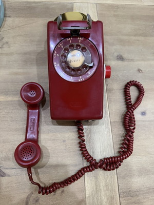 Western Electric Wall Phone Model 554 used, vintage cherry red rotary