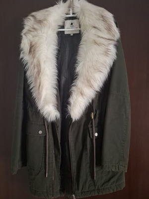 SoulCal & Co parka with detachable faux fur, military green, size XS