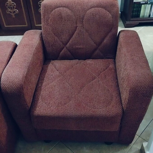 Two-seater sofa and armchair with storage