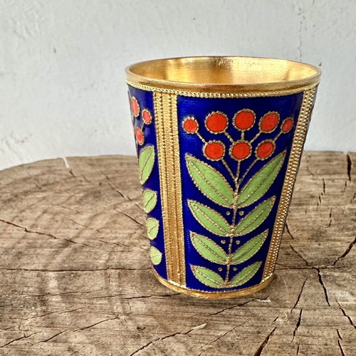 Soviet Vodka Shot Glass Ruskiye Samotsvety Cloisonné enamel like new