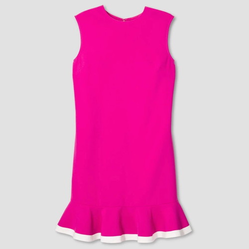 Victoria Beckham for Target sleeveless twill ruffle hem dress like new, hot pink