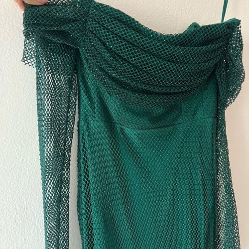 Maxi dress emerald with glitter For Costume like new, size 38
