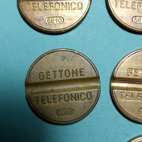 Gettone used phone coins, pack of 7 pieces