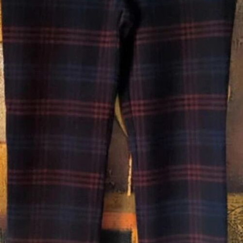 Zara Plaid Pants Medium 38 10 Like New, Navy Blue with Red