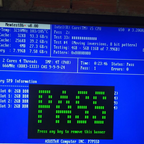 Asus P7P55D motherboard with i5 650, 8GB RAM, Intel cooler and i3 550