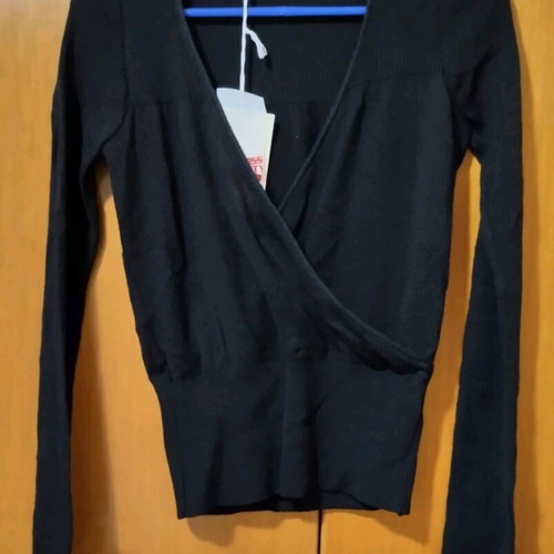 Miss sixty black knitted wrap blouse M new