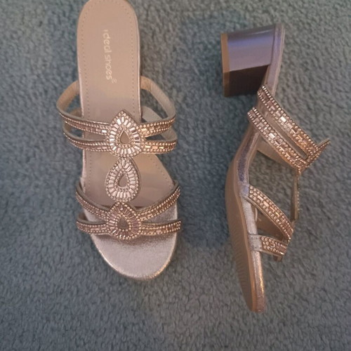 Women's slippers decorated with rhinestones size 39 new, gold