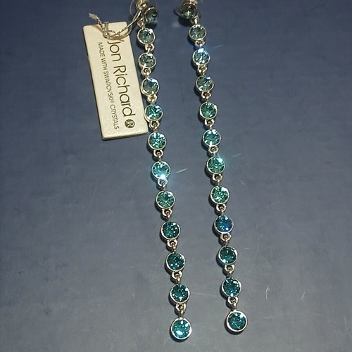 Long earrings with blue Swarovski crystals Jon Richard new