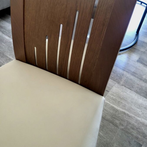 Modern solid oak dining set with 6 chairs and buffet with mirror