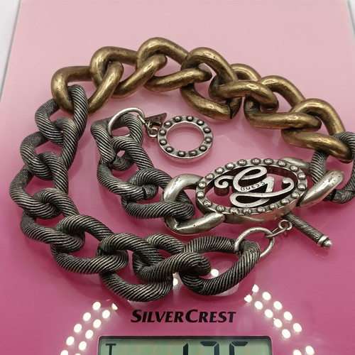 Guess statement necklace with chunky two-tone chain