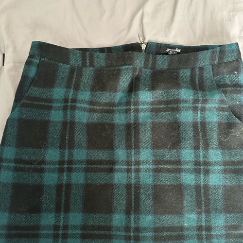 Jennyfer wool mini skirt used, large, green plaid