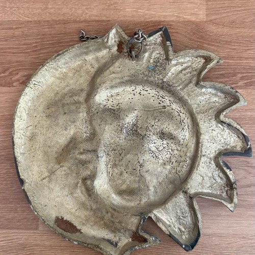 Vintage Brass Sun and Moon Celestial Wall Decor used