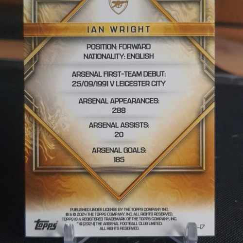 Topps Arsenal Team Set 2023-24 Ian Wright Gold Drip cracked ice like new