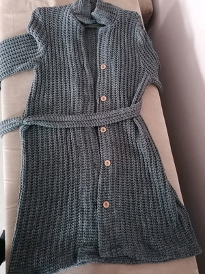 Bill Cost long cardigan gray like new with belt and buttons
