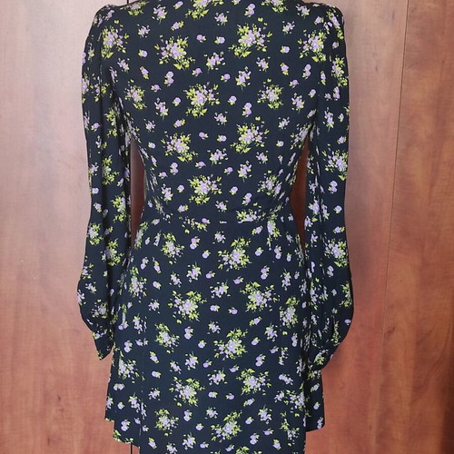 Zara floral mini dress with ruching and sweetheart neckline like new