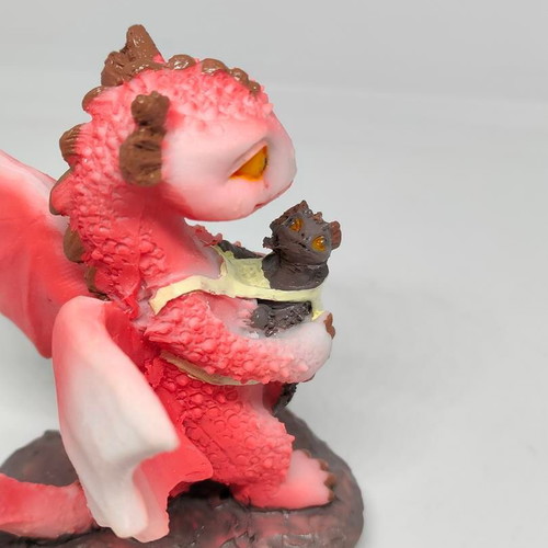 Handmade dragon figurine with baby, like new