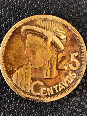 Guatemala 25 Centavos 1957 Silver Coin used