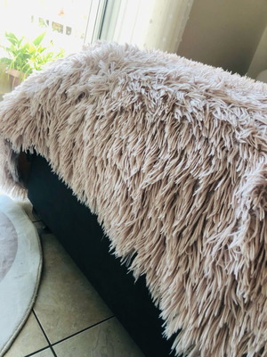 Furry beige blanket throw used 2x3 meters