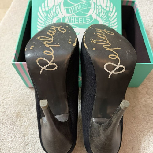 Replay black peep-toe pumps used, size 39, denim fabric