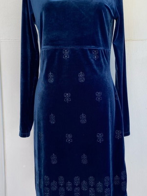 Blue velvet dress like new, size L